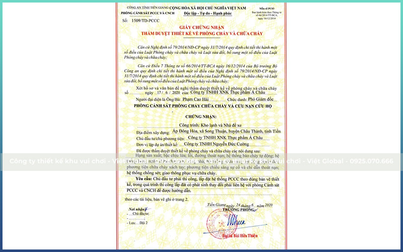 Giấy chứng nhận phòng cháy chữa cháy